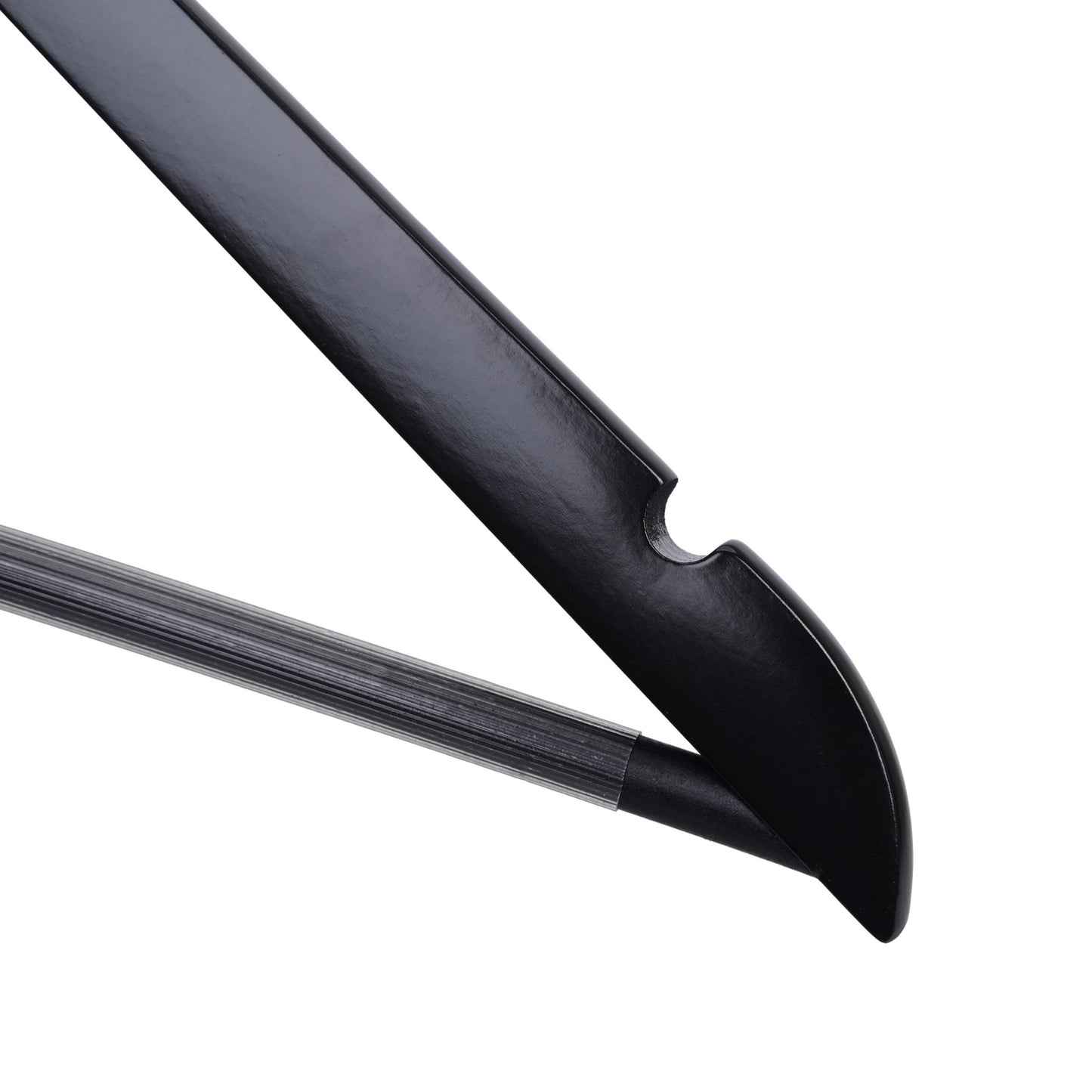 Umeraș hotelier din lemn negru cu cârlig antifurt si bară pentru pantaloni - ideal pentru cămăși, bluze, pantaloni, tricouri și rochii - HUMERO