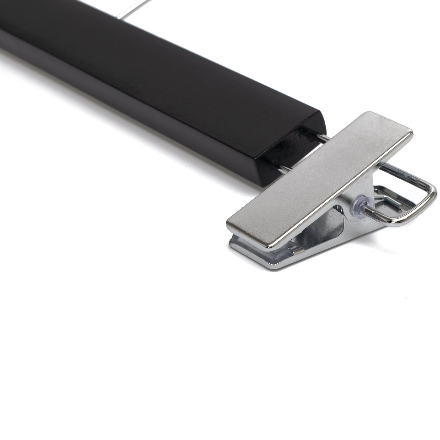 Umeraș lat pentru pantaloni din lemn negru cu clipsuri metalice - ideal pentru pantaloni și fuste - HUMERO