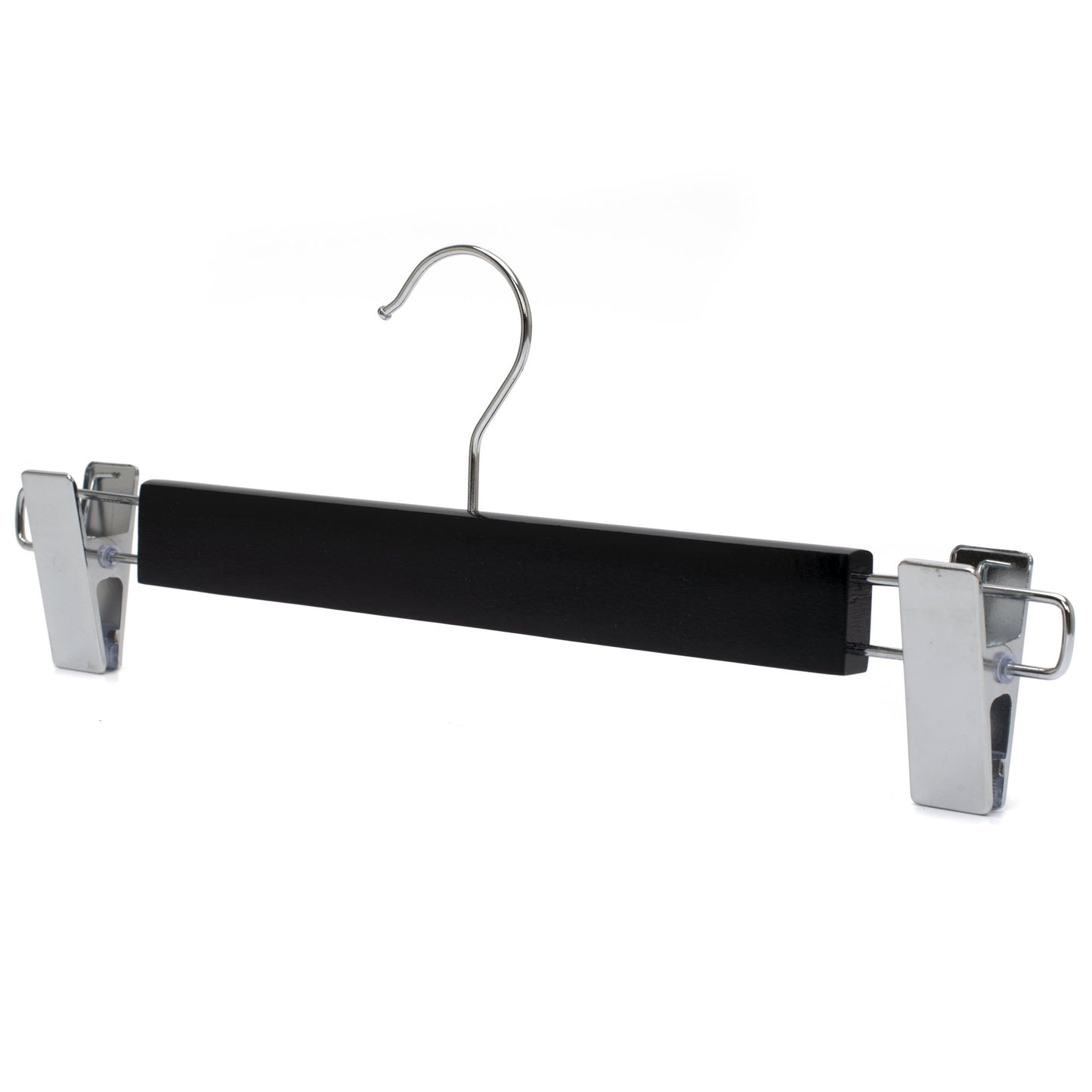 Umeraș lat pentru pantaloni din lemn negru cu clipsuri metalice - ideal pentru pantaloni și fuste - HUMERO