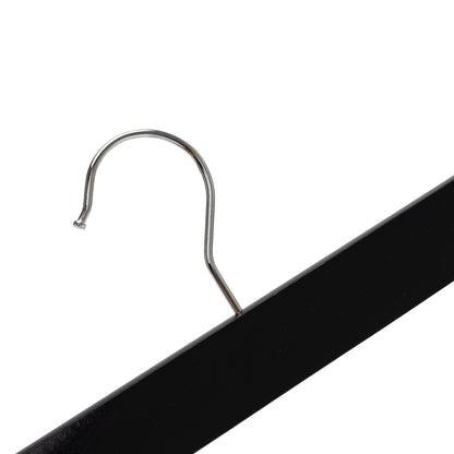 Umeraș lat pentru pantaloni din lemn negru cu clipsuri metalice - ideal pentru pantaloni și fuste - HUMERO