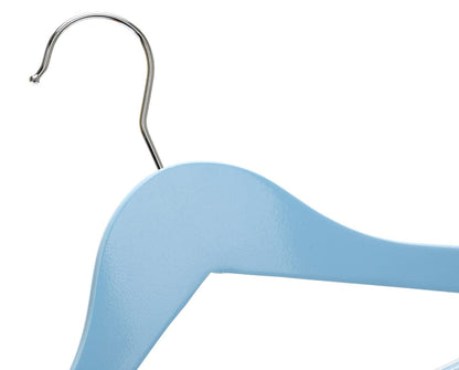 Umeraș pentru copii din lemn de arțar albastru cu bară pentru pantaloni - ideal pentru tricouri, bluze și pantaloni - HUMERO