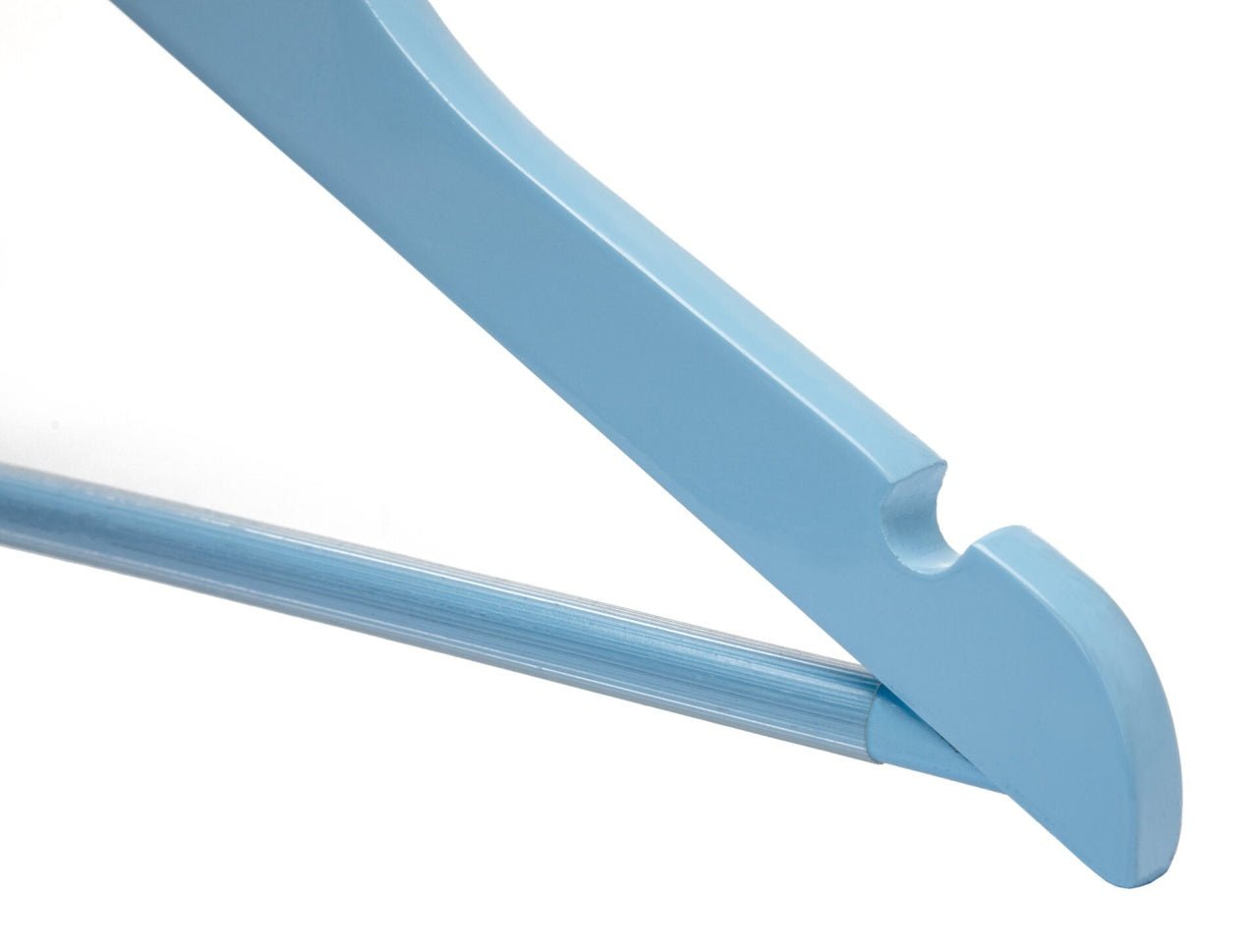 Umeraș pentru copii din lemn de arțar albastru cu bară pentru pantaloni - ideal pentru tricouri, bluze și pantaloni - HUMERO