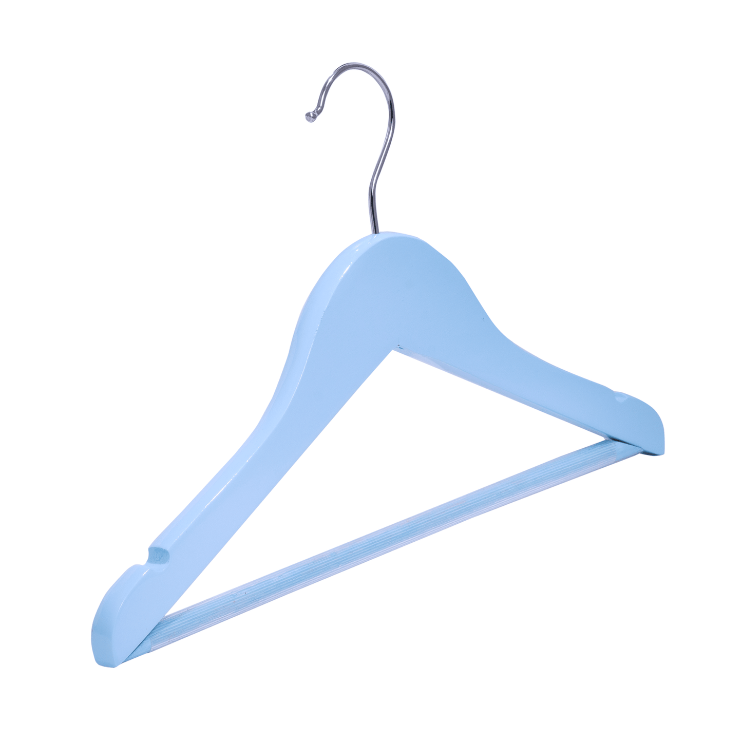 Umeraș pentru copii din lemn de arțar albastru cu bară pentru pantaloni - ideal pentru tricouri, bluze și pantaloni - HUMERO