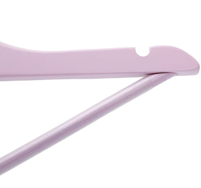 Umeraș pentru copii din lemn de arțar roz cu bară pentru pantaloni - ideal pentru tricouri, bluze și pantaloni - HUMERO