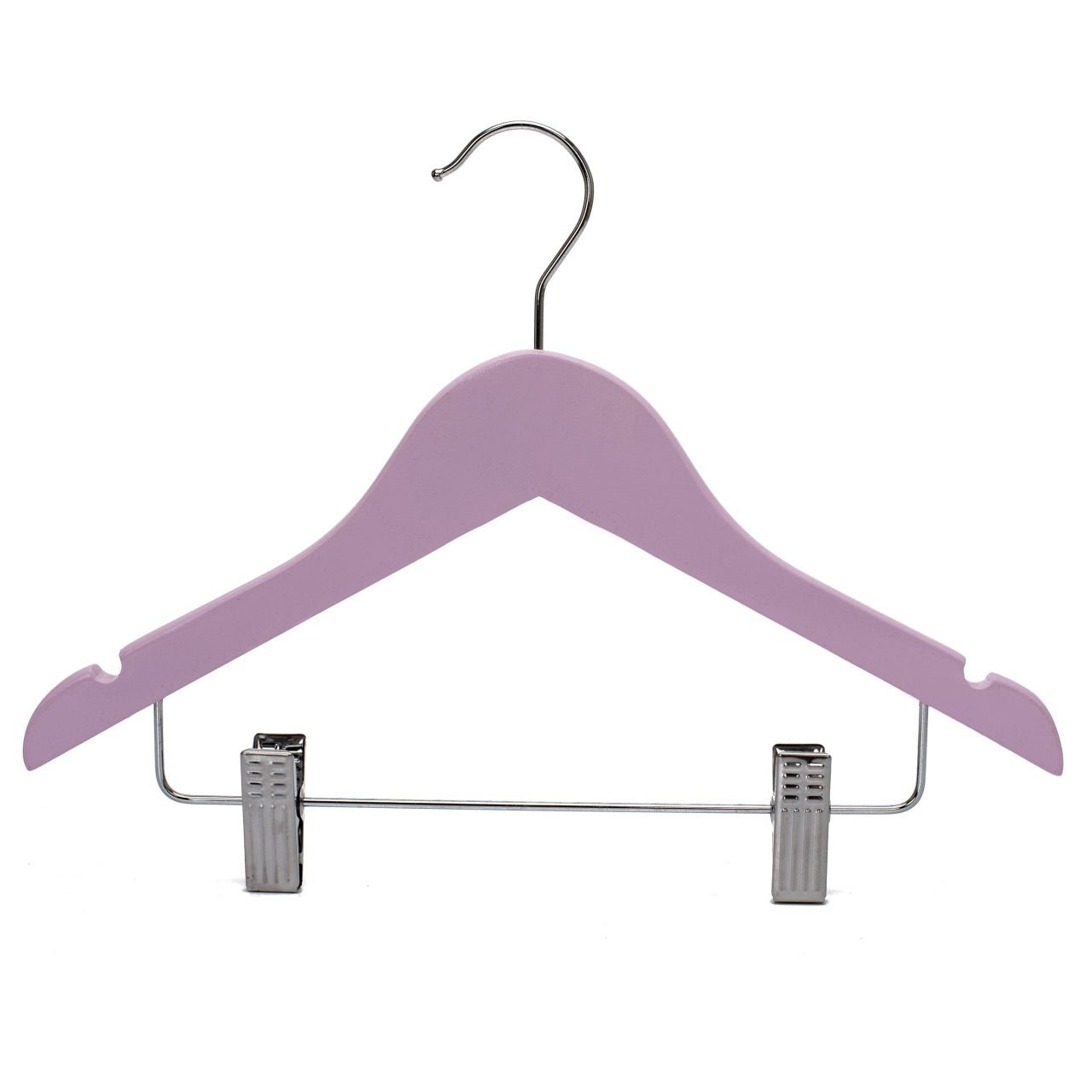 Umeraș pentru copii din lemn de arțar roz cu clipsuri metalice pentru pantaloni - ideal pentru tricouri, bluze și pantaloni - HUMERO