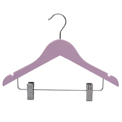 Umeraș pentru copii din lemn de arțar roz cu clipsuri metalice pentru pantaloni - ideal pentru tricouri, bluze și pantaloni - HUMERO