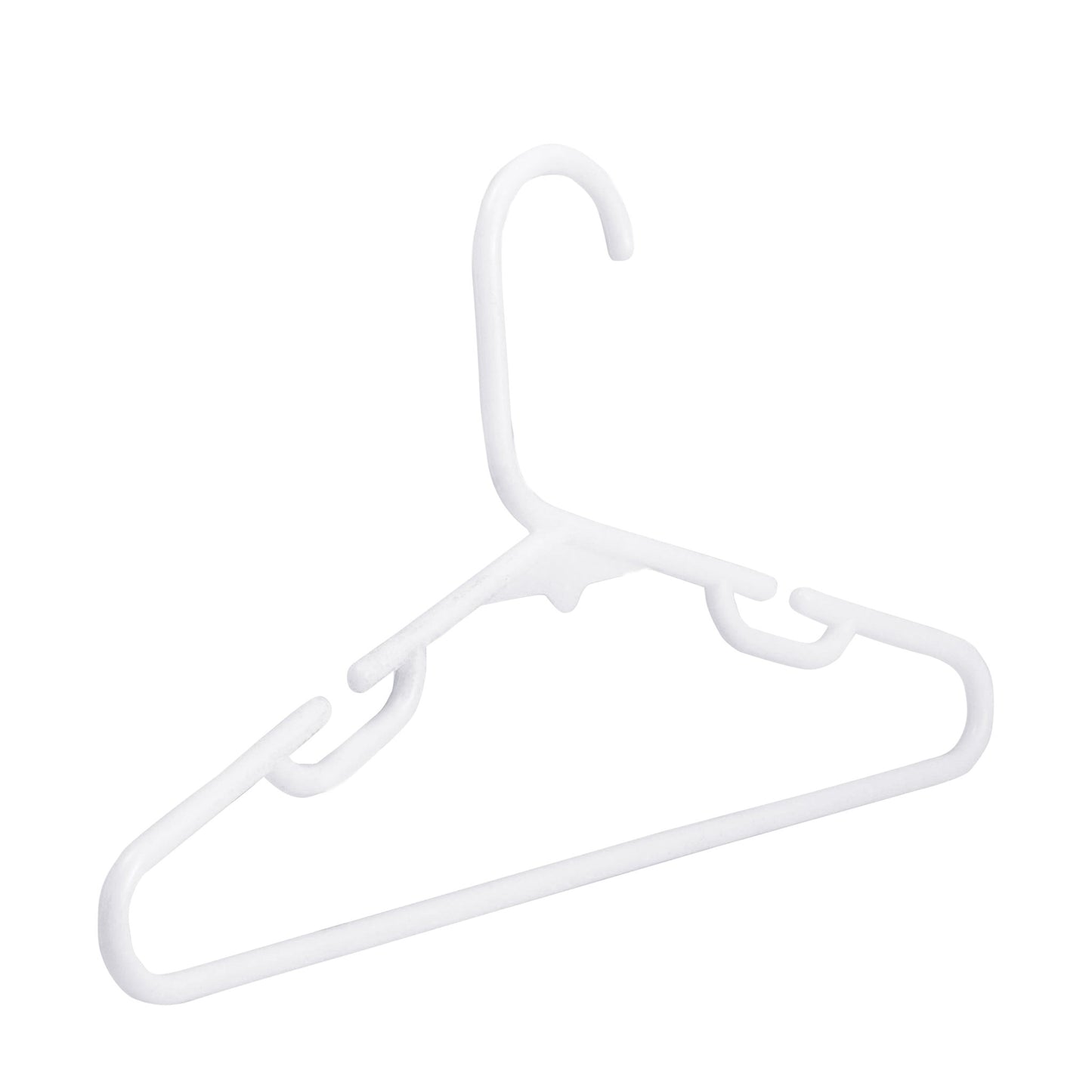 Umeraș pentru copii din plastic alb cu design ergonomic cu bară pentru pantaloni - ideal pentru pantaloni, rochii, fuste, cămăși, bluze și tricouri - HUMERO