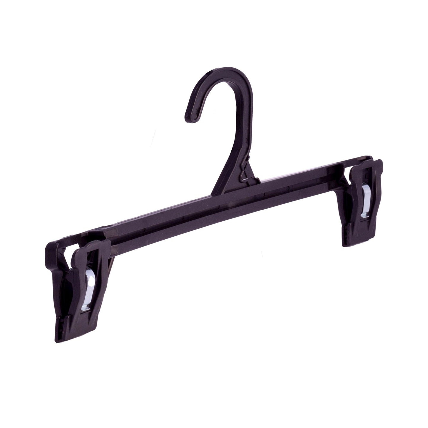 Umeraș pentru fuste din plastic negru cu clipsuri - ideal pentru pantaloni și fuste - HUMERO