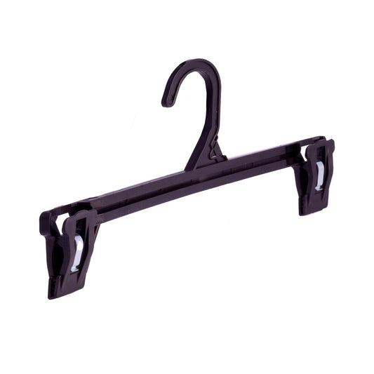 Umeraș pentru fuste din plastic negru cu clipsuri - ideal pentru pantaloni și fuste - HUMERO