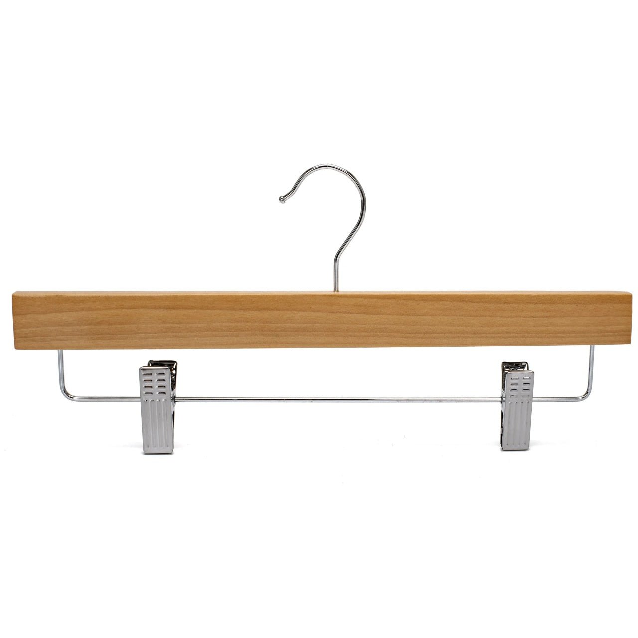 Umeraș pentru pantaloni din lemn natur cu clipsuri metalice - ideal pentru pantaloni și fuste - HUMERO