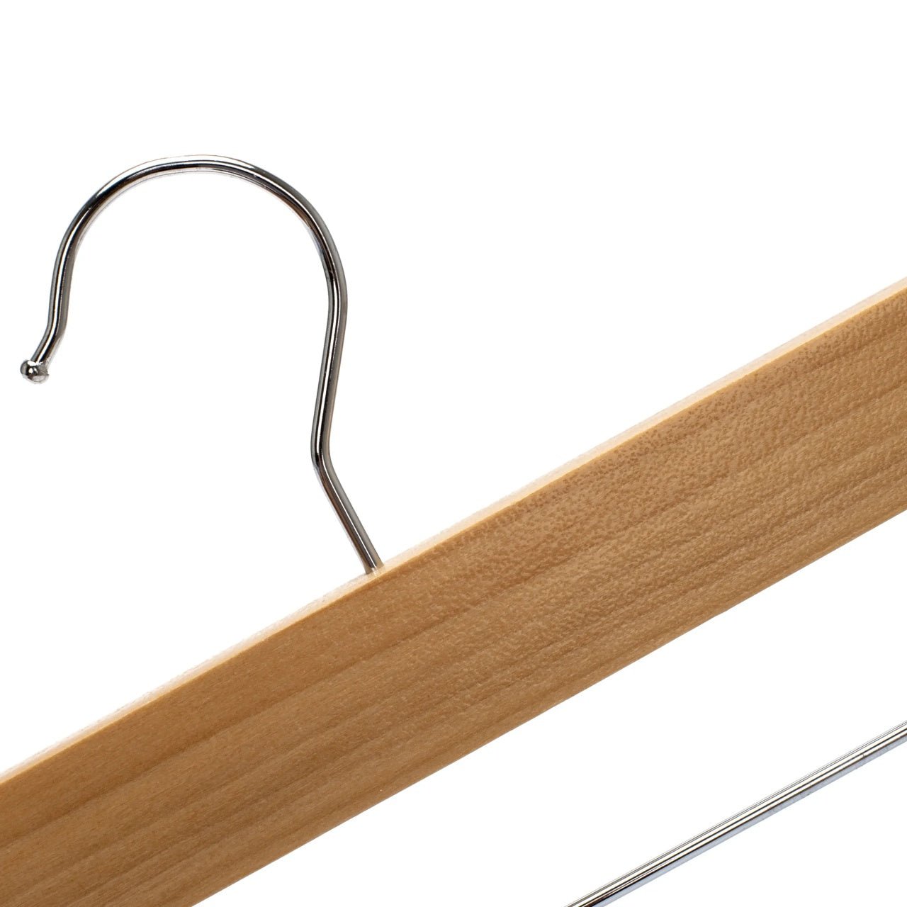 Umeraș pentru pantaloni din lemn natur cu clipsuri metalice - ideal pentru pantaloni și fuste - HUMERO