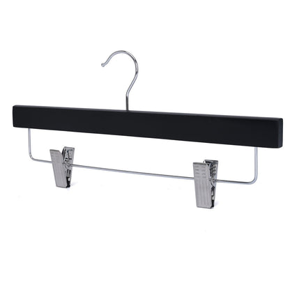 Umeraș pentru pantaloni din lemn negru cu clipsuri metalice - ideal pentru pantaloni și fuste - HUMERO