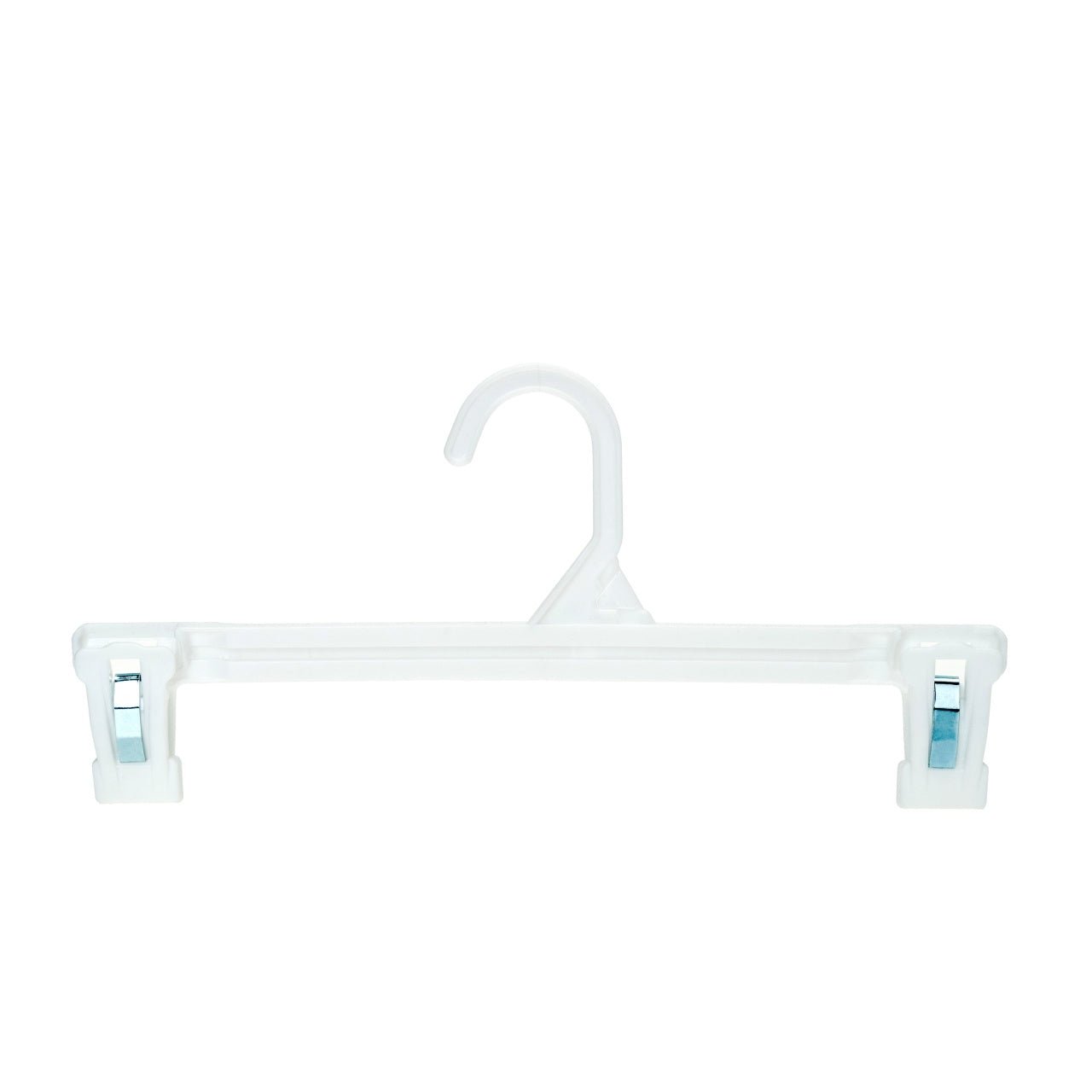 Umeraș pentru pantaloni din plastic alb cu clipsuri - ideal pentru pantaloni și fuste - HUMERO