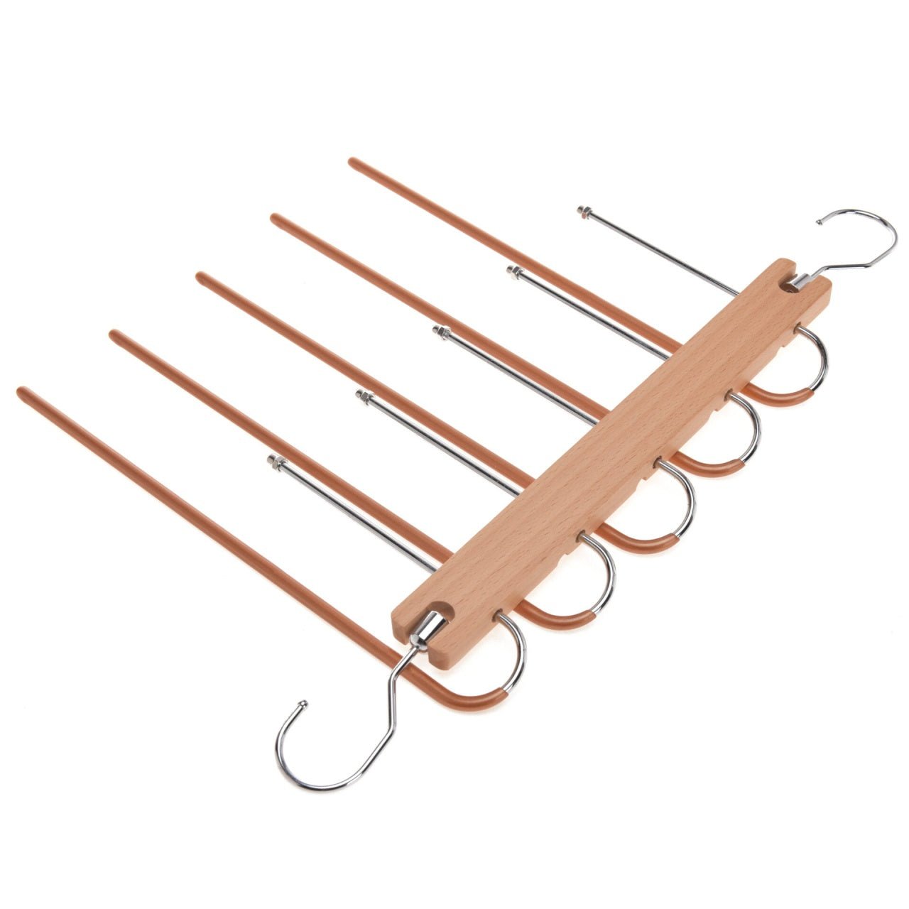 Umeraș pliabil din lemn natur cu 5 brațe - ideal pentru pantaloni și fuste - HUMERO