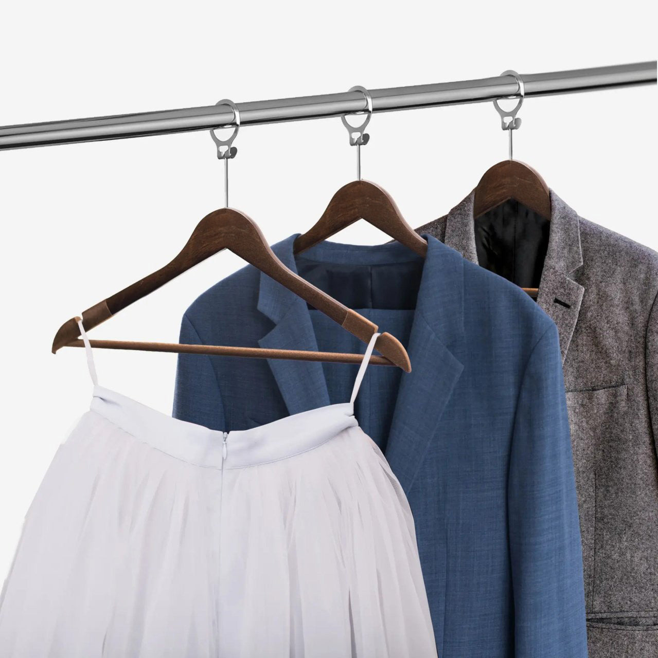 Umeraș hotelier din lemn cu finisaj vintage,bară pentru pantaloni și margini de catifea - ideal pentru cămăși, bluze, pantaloni, tricouri și rochii